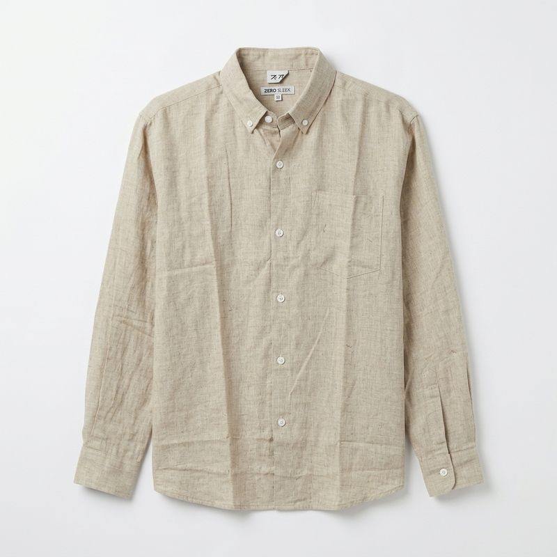 Beige Linen Full Sleeve Shirt