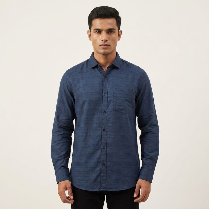 Blue Textured Shirt