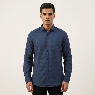 Blue Textured Shirt