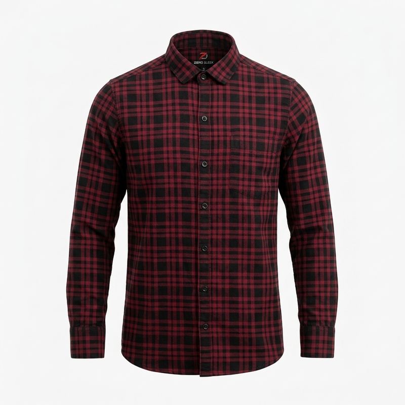 Full Sleeve Check Shirt | Maroon