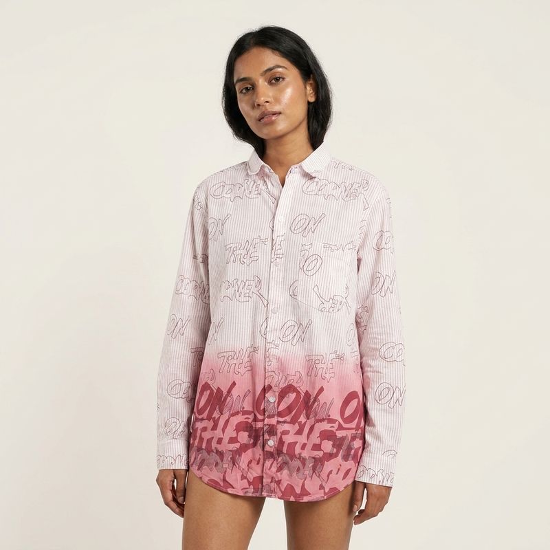 Abstract Print Shirt | Pink - White
