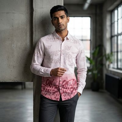 Abstract Print Shirt | Pink - White