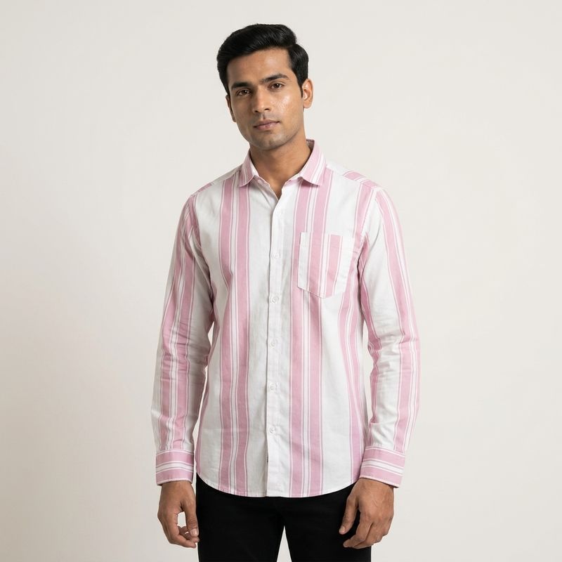 White Pink Striped Shirt