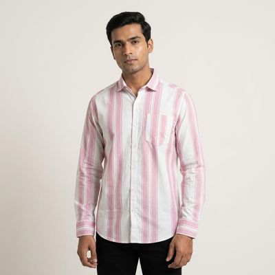 White Pink Striped Shirt
