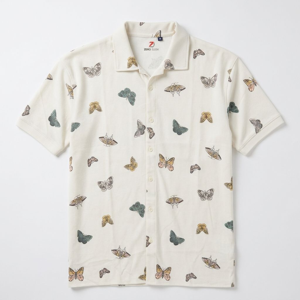 Men’s Off-White Butterfly Print Resort-Collar Shirt