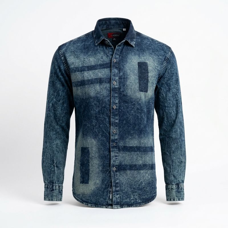 Dark Blue Shaded Denim Shirt