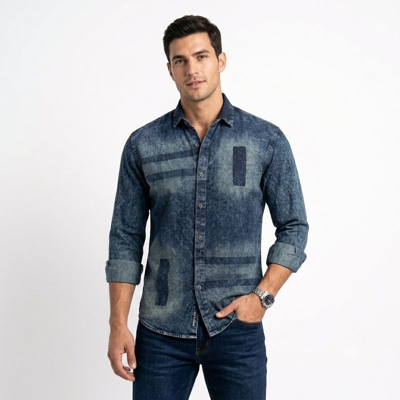 Dark Blue Shaded Denim Shirt