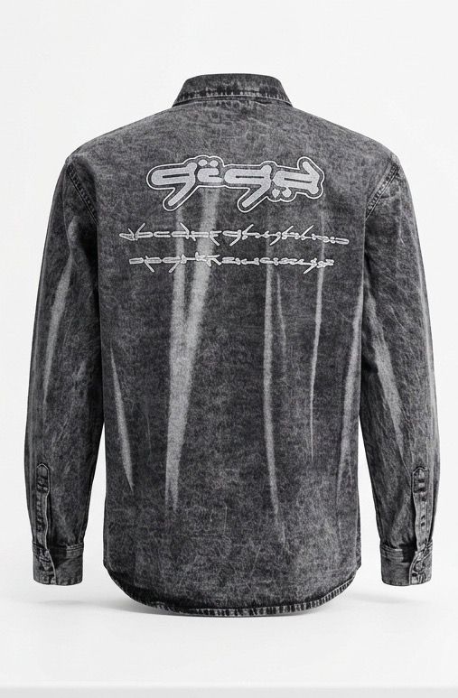 Grey Embroidery Denim Shirt
