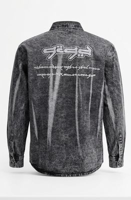 Grey Embroidery Denim Shirt