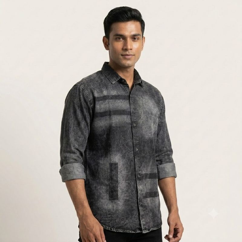 Grey Shaded Denim Shirt