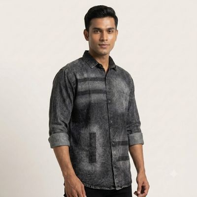 Grey Shaded Denim Shirt