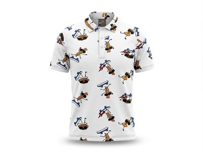 White Printed Polo T-Shirt