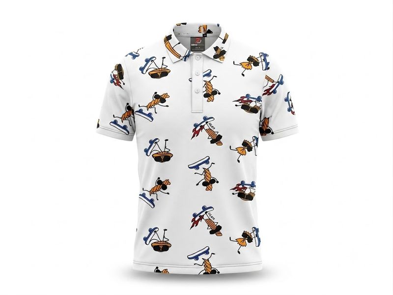 White Printed Polo T-Shirt