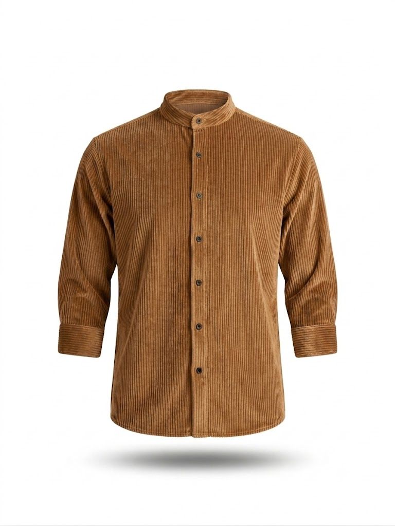 Brown Knitted Velvet shirt | 3/4 Sleeves