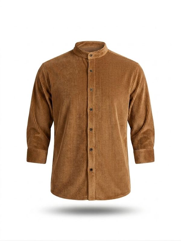 Brown Knitted Velvet shirt | 3/4 Sleeves