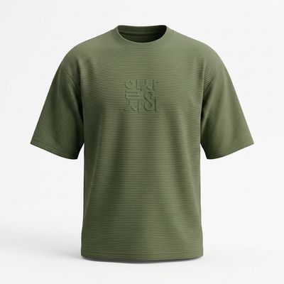 Zero Sleek Embossed Oversized T-Shirt | Olive Green