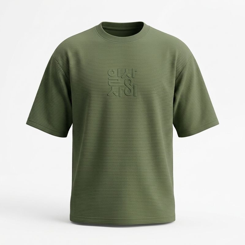 Zero Sleek Embossed Oversized T-Shirt | Olive Green
