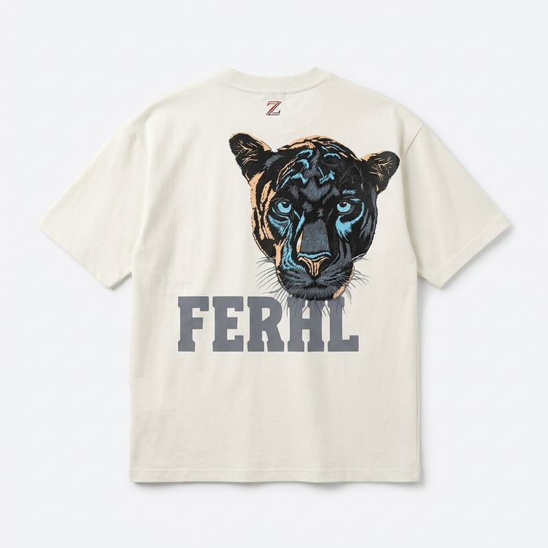 Zero Sleek Feral Panther Oversized T-Shirt | White