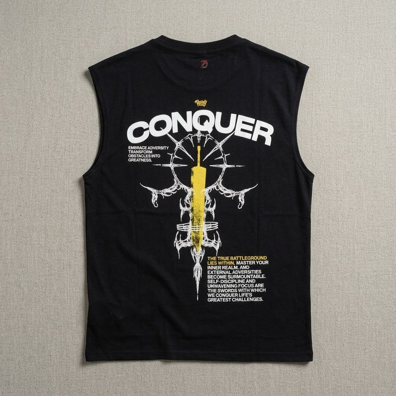 Zero Sleek Conquer SleevelessT-Shirt | Puff Printed