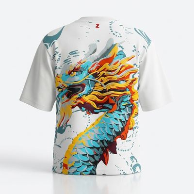 Zero Sleek Dragon Printed Oversized T- Shirt | white