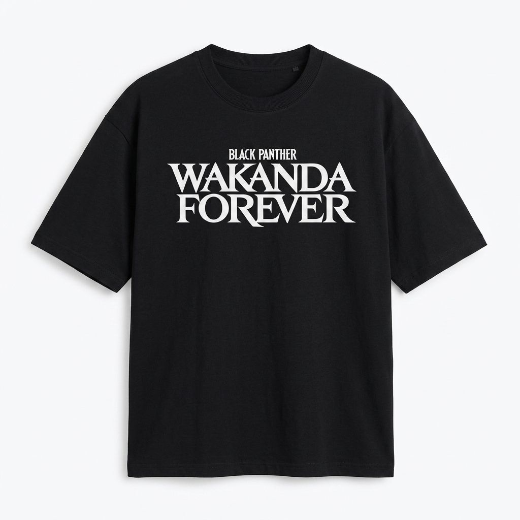 Zero Sleek Wakanda Printed Oversized T-Shirt | Black