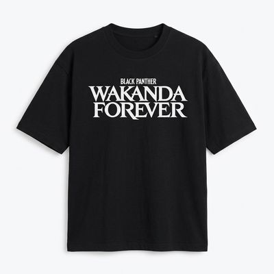Zero Sleek Wakanda Printed Oversized T-Shirt | Black