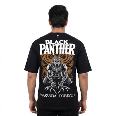 Zero Sleek Wakanda Printed Oversized T-Shirt | Black