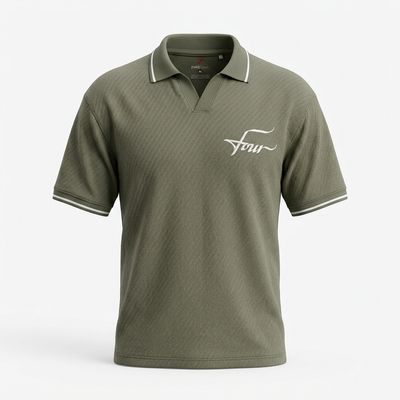 Men’s Olive Polo T-Shirt with Contrast Tipping