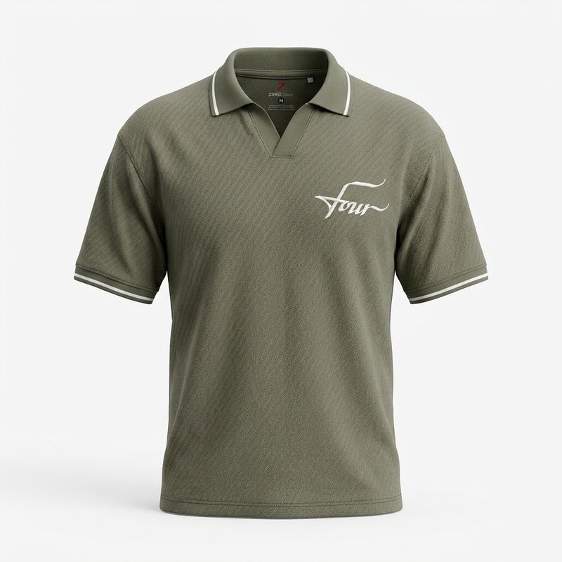 Men’s Olive Polo T-Shirt with Contrast Tipping