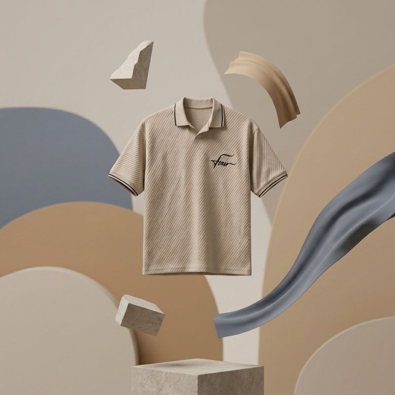 Men’s Beige Polo T-shirt with Contrast Tipping