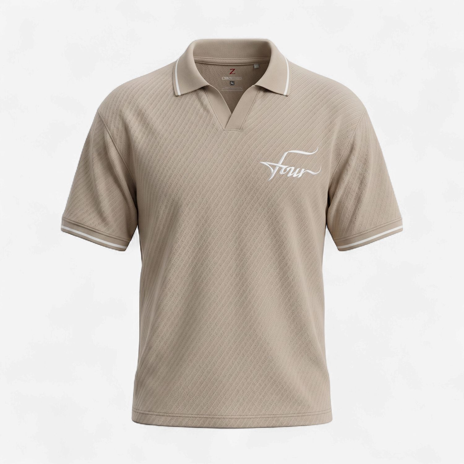 Men’s Beige Polo T-shirt with Contrast Tipping