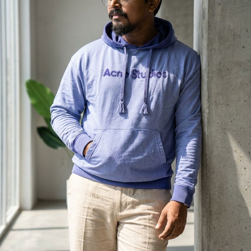 Zero Sleek Blue Acid Wash Hoodie