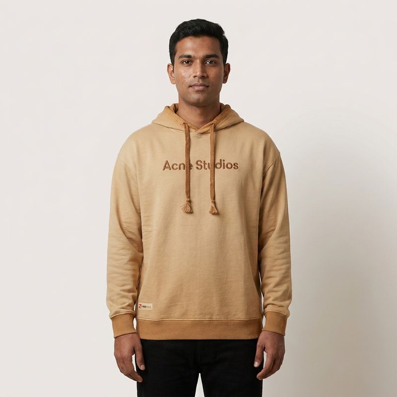 Zero Sleek Beige Acid Wash Hoodie