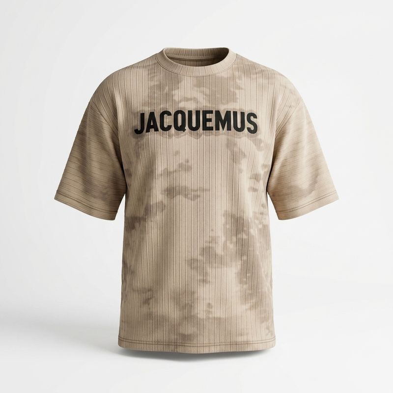 Men's Beige Textured Crew Neck Tee