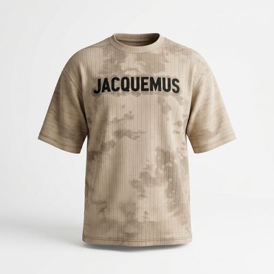 Men's Beige Textured Crew Neck Tee