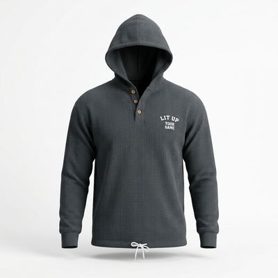Zero Sleek Waffle Textured Button Hoodie