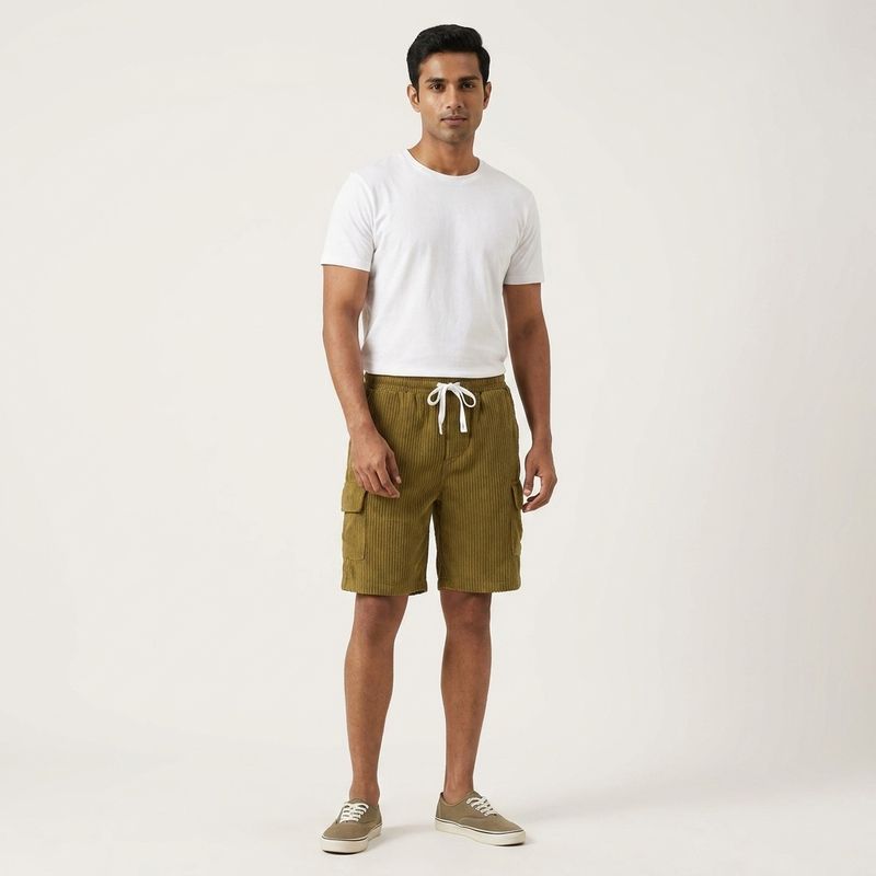 Zero Sleek Olive Ribbed Corduroy Shorts | Limited Edition