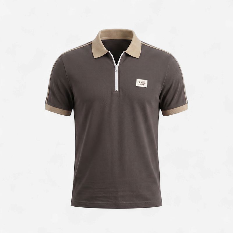 Zero Sleek DualTone Luxe Zip Polo Tee
