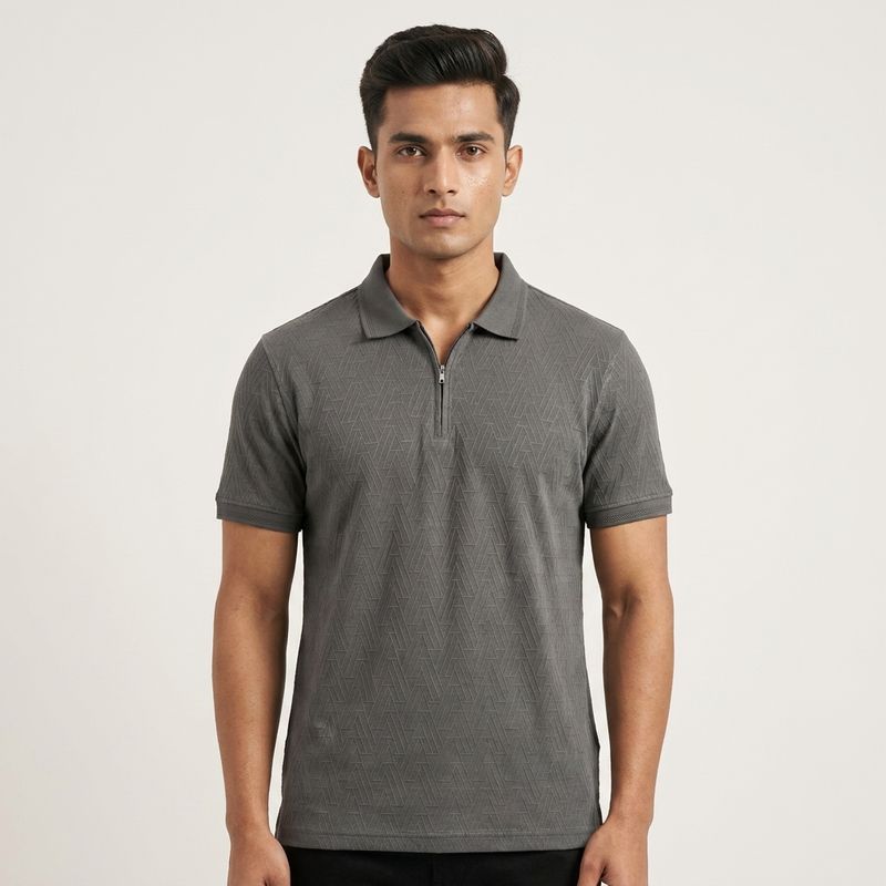 Zero Sleek Premium Textured Half Sleeve Men's Polo