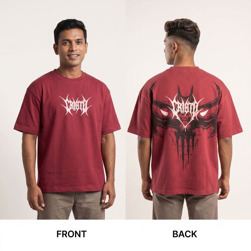 Zero Sleek Men's Crimson Red Oversized Graphic T-Shirt