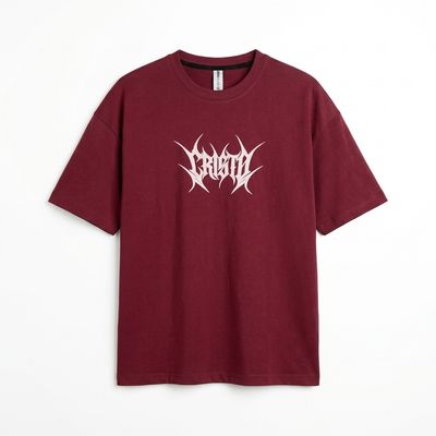 Zero Sleek Men's Crimson Red Oversized Graphic T-Shirt
