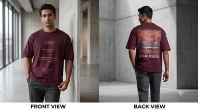 Zero Sleek Burgundy Oversized Typography T-Shirt