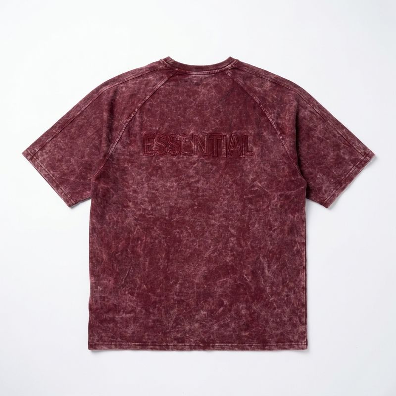 Maroon 23 Panel Oversized T-Shirt | Acid - Wash