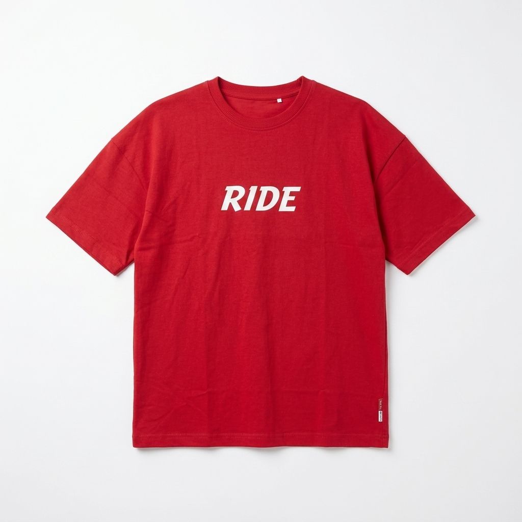 Printed Typography Oversized T-Shirt | Red