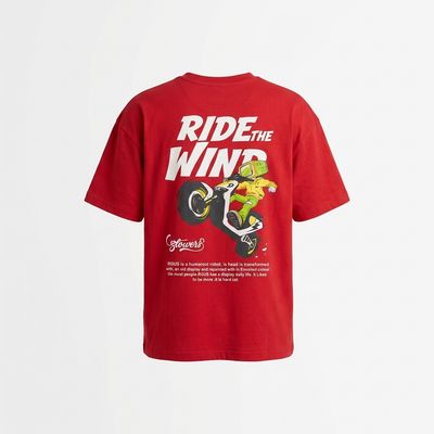 Printed Typography Oversized T-Shirt | Red