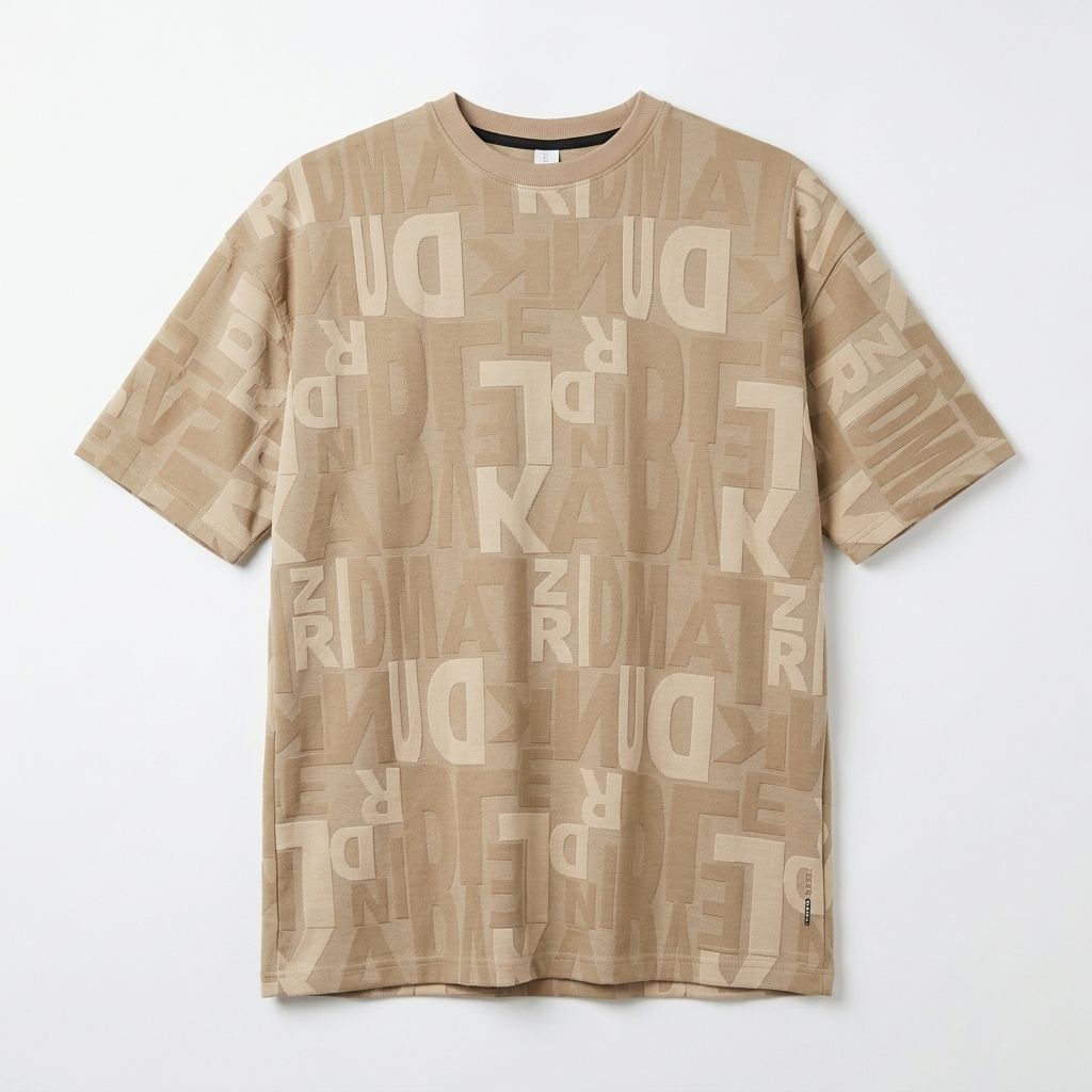 Beige Typography Oversized T-Shirt