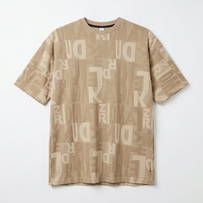 Beige Typography Oversized T-Shirt