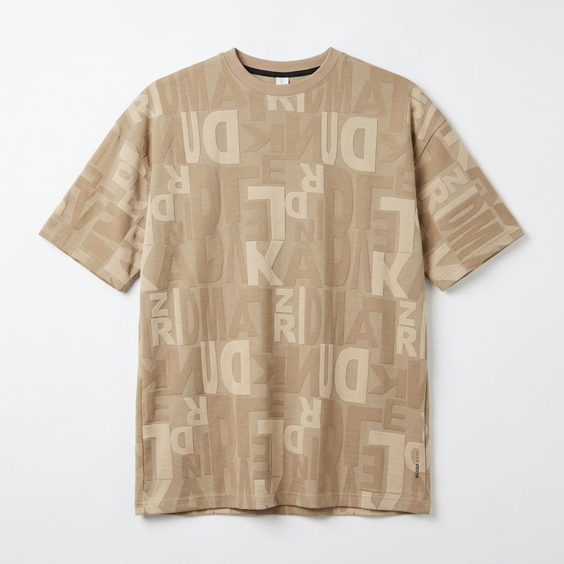 Beige Typography Oversized T-Shirt