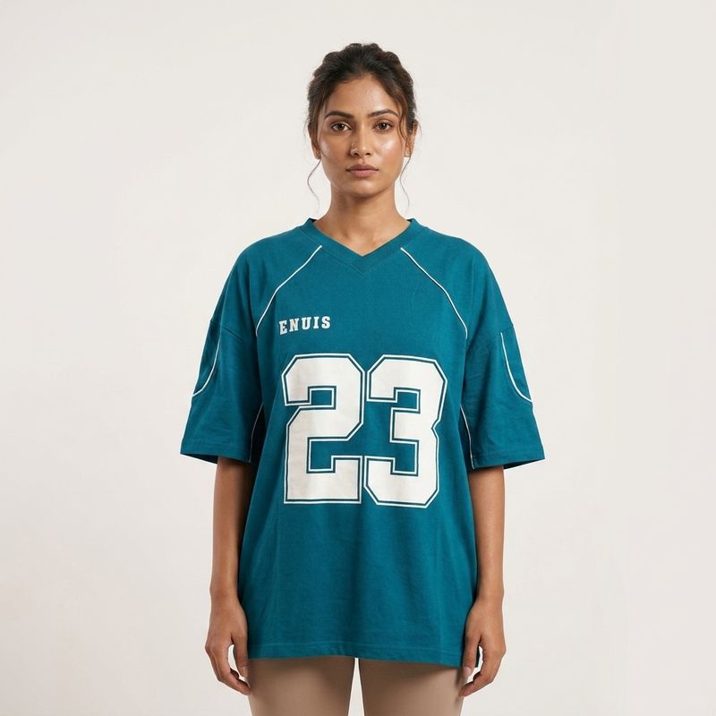 Oversized Teal Football Jersey T-Shirt | Limited Edition
