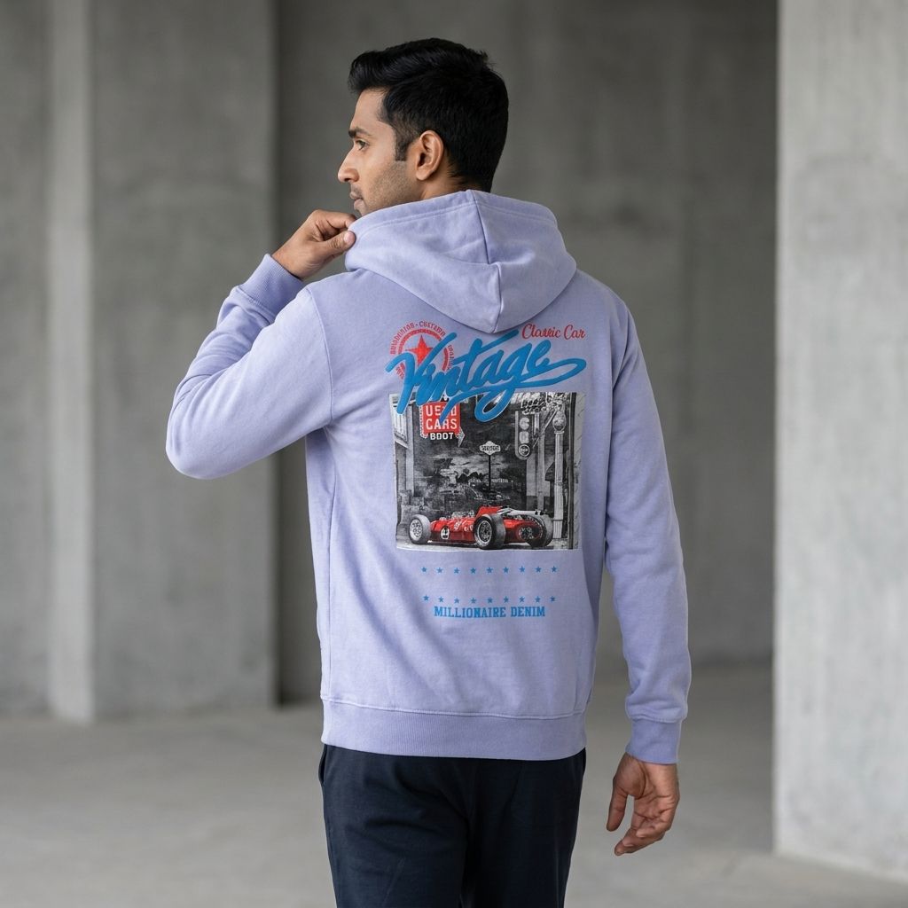 Lavender Printed Fleece Hoodie